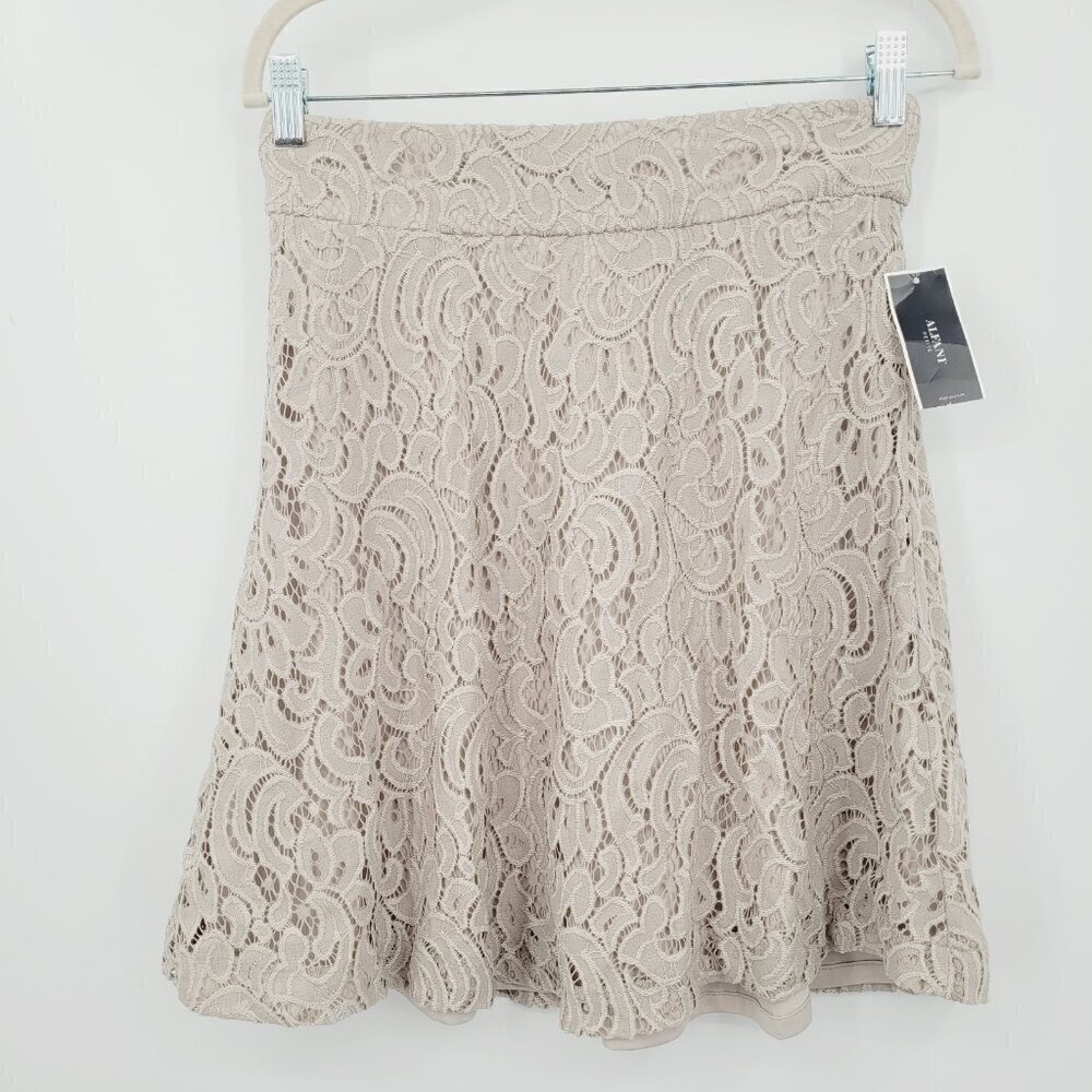 Alfani Lace Skater Skirt in Beige 2P